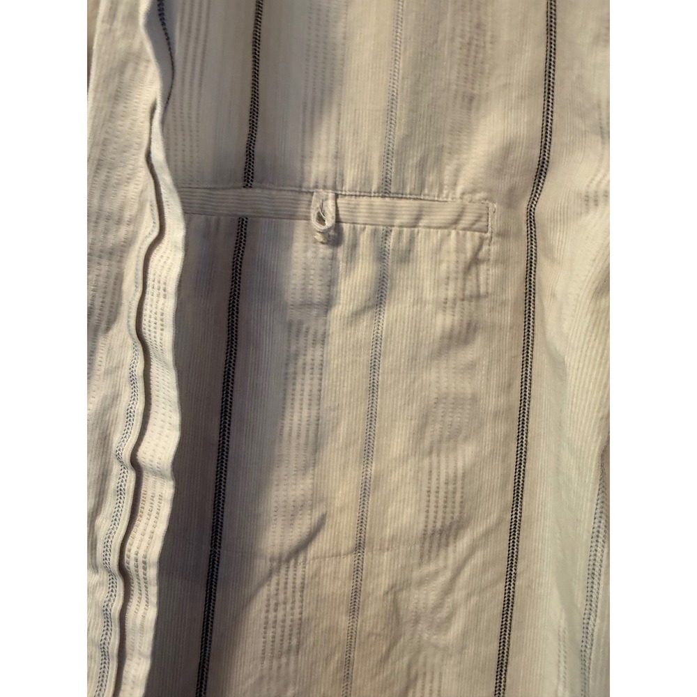 Perry Ellis Mens XL White Striped Long Sleeve Button Down Cotton Shirt - Picture 2 of 5